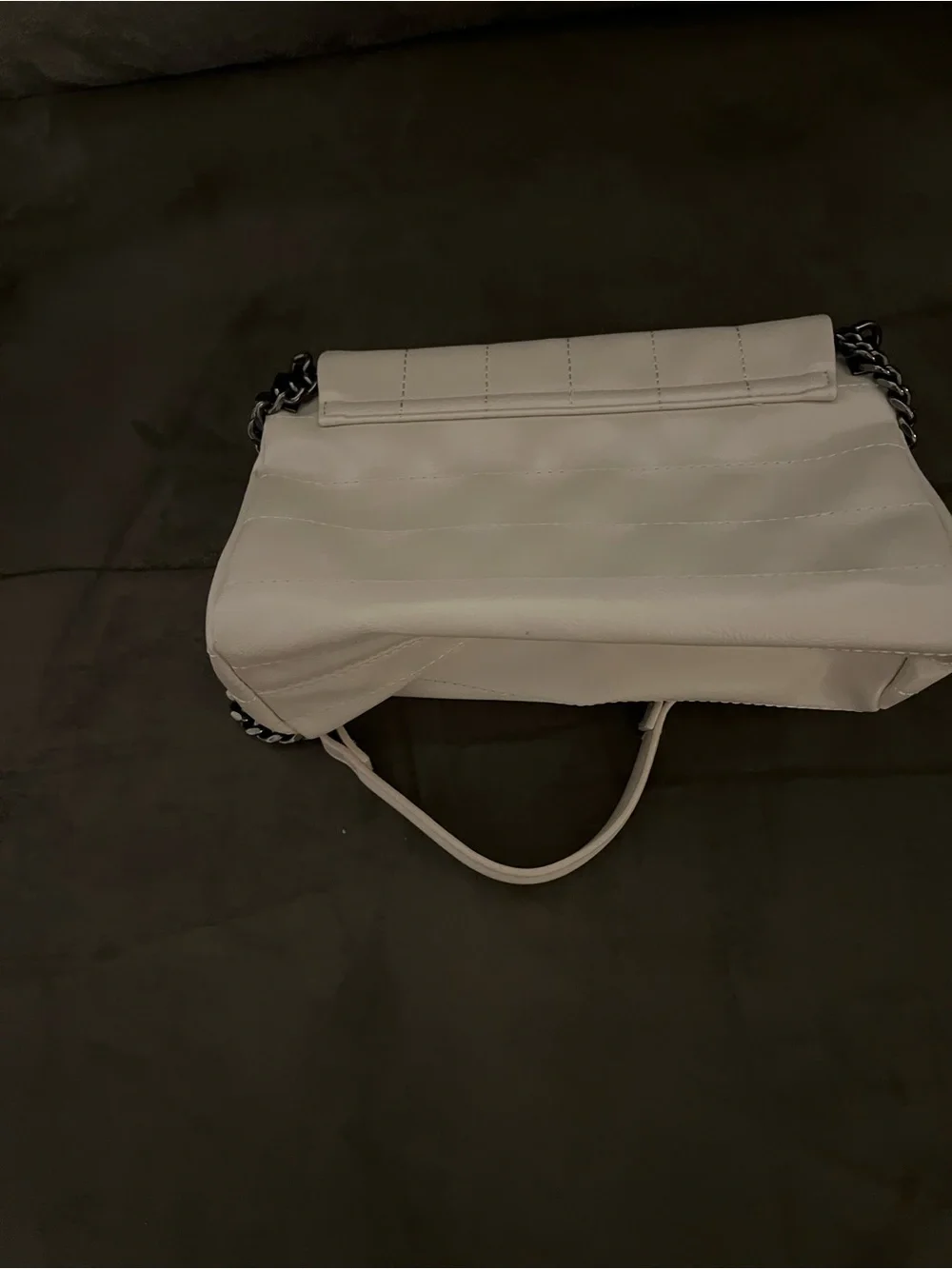 Cream Quilted Shoulder Bag with Chain Strap - Picture 3 of 3